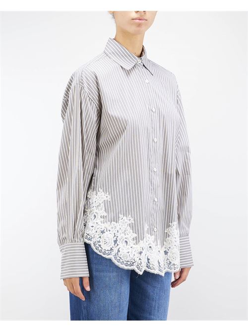 Camicia a righe con ricamo in pizzo Ermanno by Ermanno Scervino ERMANNO BY ERMANNO SCERVINO | Camicia | D45EK013E32MF654